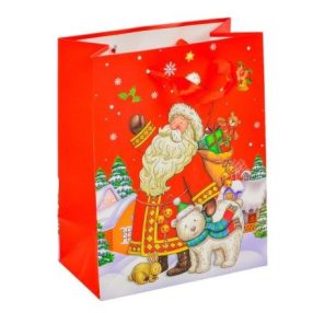 Ajándéktasak | Mikulás mintás - 18x23cm