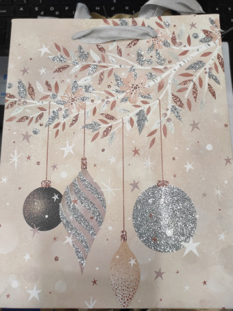 Ajándéktasak | Glitteres dísz mintás - 18x23cm