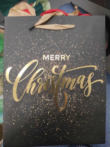 Ajándéktasak | Merry Christmas fekete-arany - 31x42cm