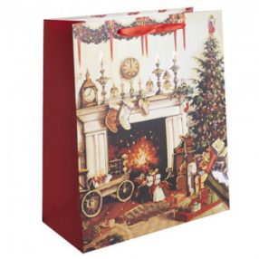 Ajándéktasak | Kandalló mintás - 31x42cm