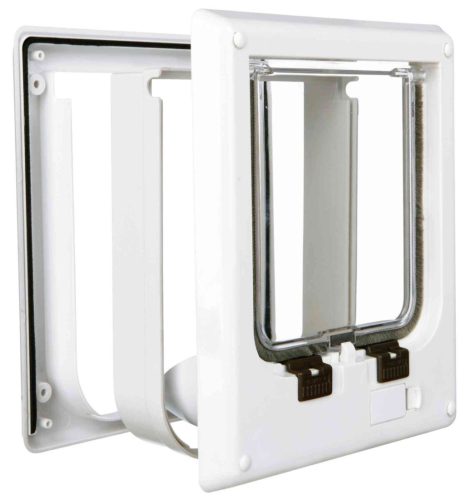 Trixie 4-Way Flap Door | Elektromágneses kutya- és macskaajtó – 21,1 × 24,4 cm, fehér