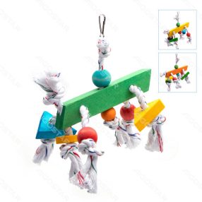   Nobleza | Fa madár játék libikóka / narancs, sárga, zöld - 33 cm