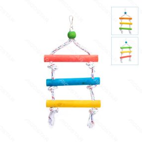   Nobleza | Fa madár játék létre három narancs, sárga, zöld / piros, kék, sárga - 37 cm