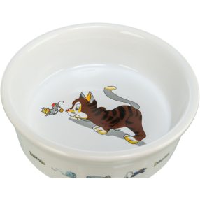   Trixie | Ceramic Bowl kerámia tál macskáknak – fehér, mintás (0,2 l / Ø12 cm)