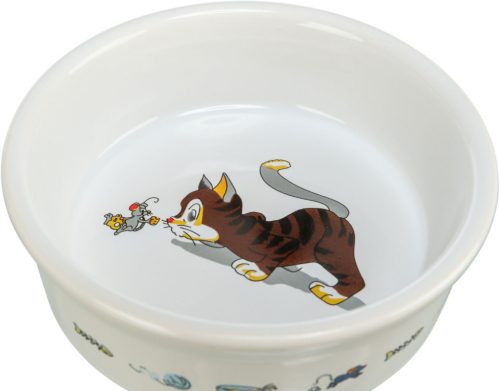 Trixie | Ceramic Bowl kerámia tál macskáknak – fehér, mintás (0,2 l / Ø12 cm)