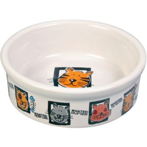   Trixie | Ceramic Bowl kerámia tál macskáknak – fehér, mintás (0,2 l / Ø12 cm)