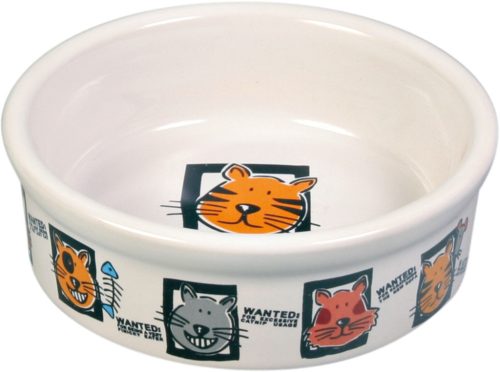 Trixie | Ceramic Bowl kerámia tál macskáknak – fehér, mintás (0,2 l / Ø12 cm)