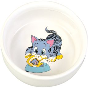   Trixie | Ceramic Bowl kerámia tál macskáknak – fehér, mintás (0,3 l / Ø11 cm)