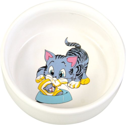 Trixie | Ceramic Bowl kerámia tál macskáknak – fehér, mintás (0,3 l / Ø11 cm)