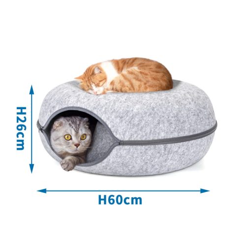 Nobleza | Fánk alakú filc macskaház és alagút – Ø 60 x 26 cm