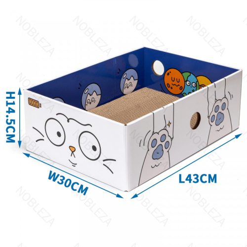 Nobleza | Összecsukható karton macskakaparó doboz és fekhely – 43 x 30 x 14,5 cm