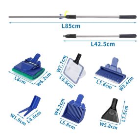   Nobleza | 5 az 1-ben professzionális akvárium tisztító készlet teleszkópos nyéllel – 43-80 cm