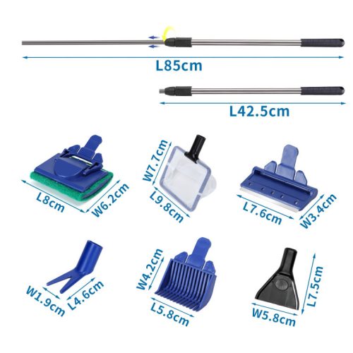 Nobleza | 5 az 1-ben professzionális akvárium tisztító készlet teleszkópos nyéllel – 43-80 cm