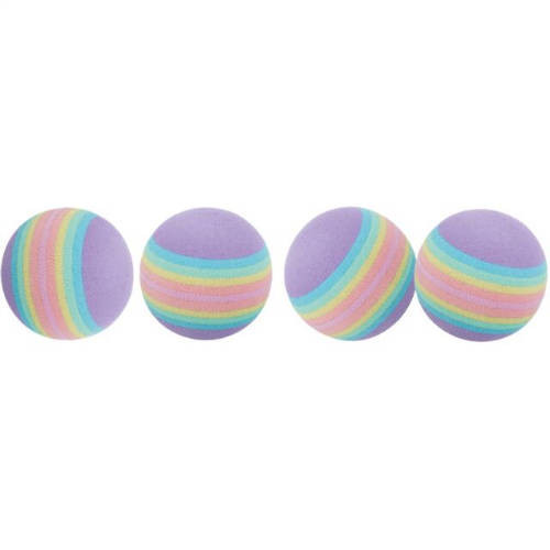 Trixie Set of Rainbow Balls | Szivárványos habszivacs labda készlet macskák részére – 4 db / Ø 4 cm