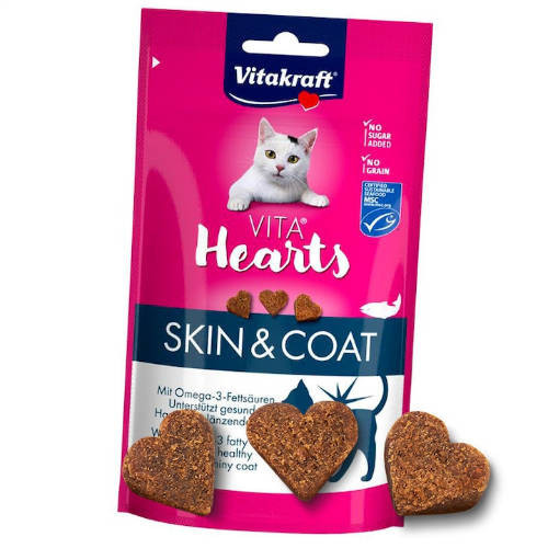 Vitakraft | Vita Szívek-Skin&coat - lazacos jutalom falat cicáknak - 40g