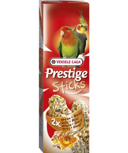 Versele Laga | Prestige Sticks | Dupla Rúd (Méz,mogyoró) - kiegészítő eleség nagypapagájok részére - 140g