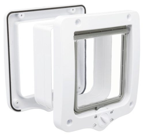 Trixie 4-Way Flap Door | 4-utas macskaajtó alagútelemmel – 20 × 22 cm, fehér