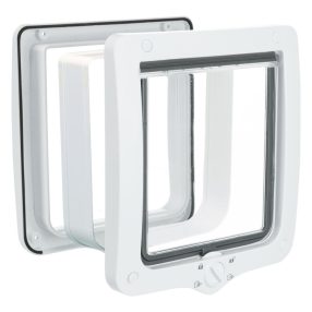   Trixie | 4-Way Flap Door XXL with Tunnel - kutya- és macskaajtó alagúttal (fehér) - 24-28cm