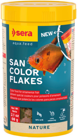 Sera San Color Flakes | Színfokozó lemezes táp minden díszhal számára – 250 ml / 60 g