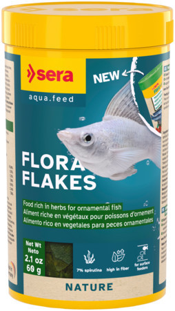 Sera Flora Flakes | Növényi lemezes táp növényevő díszhalak számára – 250 ml / 60 g