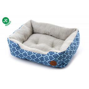   JK | Kék fekhely kocka mintával, 61 cm, kis és közepes kutyáknak