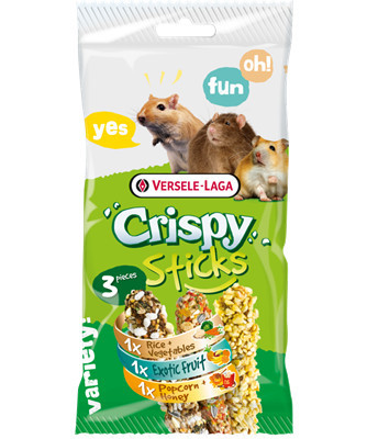 Versele-Laga Crispy Sticks | Kiegészítő eledel rágcsálóknak | Rizs-gyümölcs-popcorn - 160 g