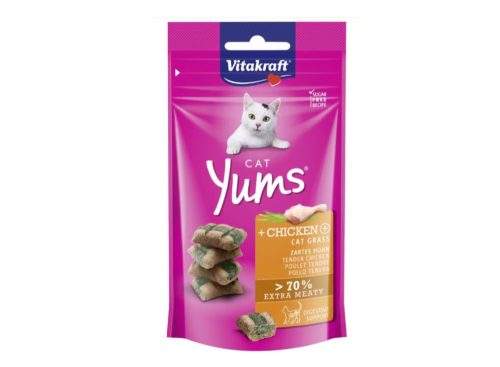 Vitakraft | Cat Yums Snack | Jutalomfalat | Csirke, macskafű - 40 g