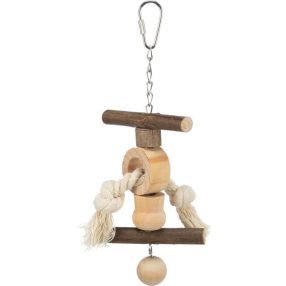   Trixie Toy for ornamental birds | Játék (fa,kötéllel) díszmadarak részére - 20 cm