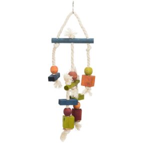   Trixie Wooden Toy on a Rope | Fa játék kötéllel nagy papagájok részére - 24 cm