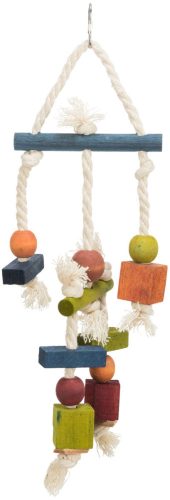 Trixie Wooden Toy on a Rope | Fa játék kötéllel nagy papagájok részére - 24 cm