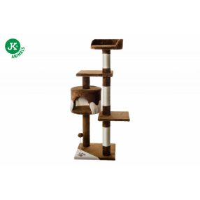   JK |Tina emeletes macskakaparó házzal, pihenővel, játékkal, 40X40X116cm, bézs/barna