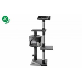   JK | Tina emeletes macskakaparó házzal, pihenővel, játékkal, 40X40X116cm, szürke