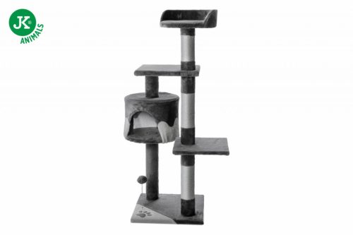 JK | Tina emeletes macskakaparó házzal, pihenővel, játékkal, 40X40X116cm, szürke