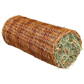   Wicker Tunnel with Hay | Bújócső (vesszőből font) szénával rágcsálók részére - 15x30 cm