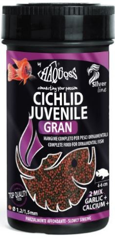 Haquoss | Cichlid Juvenile Gran | Teljes értékű granulátum sügerek számára - 1000 ml