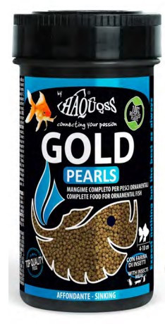 Haquoss | Gold Pearls | Teljes értékű granulált trópusi hal táp - 250 ml 
