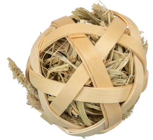 Trixie Bambuszba csomagolt szénagolyó | Természetes rágcsálnivaló és játék – 5 cm