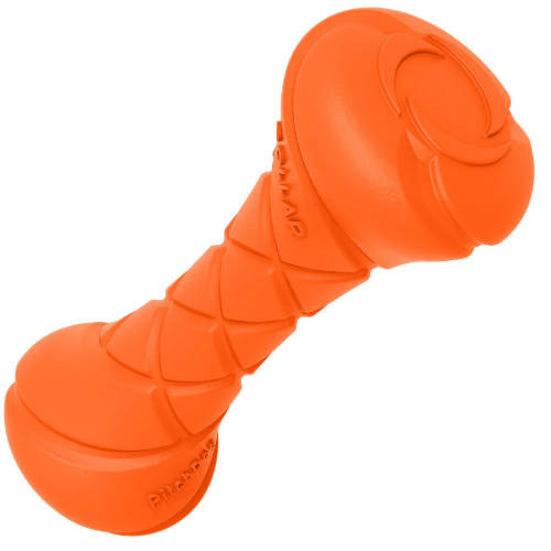 PitchDog Safe And Durable Barbell-Shaped Dog Toy | Játék (súlyzó,narancssárga) kutyák részére - 7x19 cm