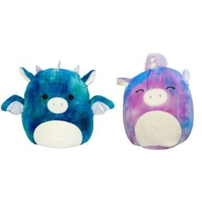   Kifordítható Squishmallows – Sárkány és batikolt unikornis plüss - 13cm