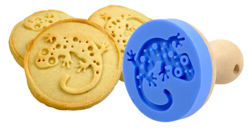 BlueBug | Keksznyomó gekkó mintával - fa-szilikon
