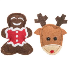   Trixie Xmas | Elk & Gingerbread figura – 8 cm, 2 db, macskajáték karácsonyi kollekció