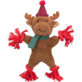   Trixie Xmas | Reindeer plüss játék kötéllel és zörgő fóliával – 32 cm, karácsonyi kollekció