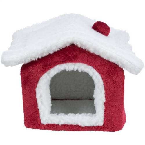 Trixie Xmas | Cuddly Cave plüss bújó – piros/fehér, 23×18×24 cm