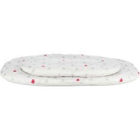   Trixie Xmas | Nivia ovális fekhely – 98 × 62 cm, szürke, karácsonyi fenyőfa mintával