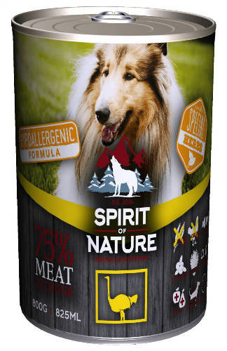 Spirit of Nature | Hypoallergenic | Felnőtt kutyáknak | Konzerv | Strucc - 800 g