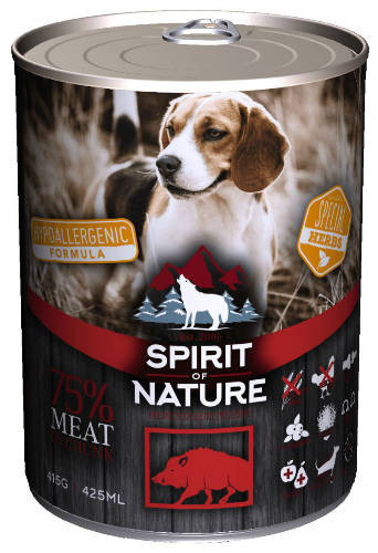 Spirit of Nature | Hypoallergenic | Felnőtt kutyáknak | Konzerv | Vaddisznó - 415 g