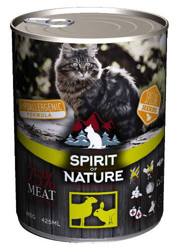 Spirit of Nature | Hypoallergenic | Felnőtt kutyáknak | Konzerv | Nyúl és bárány - 415 g