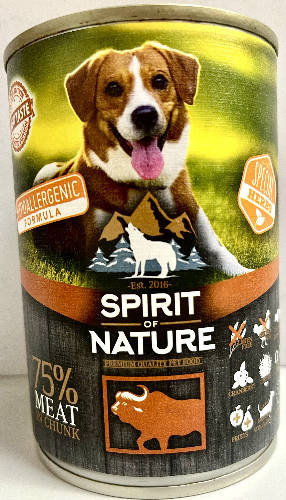 Spirit of Nature Hypoallergenic Dog Buffalo | Gabonamentes hipoallergén nedvestáp bivalyhússal felnőtt kutyák részére – 415 g