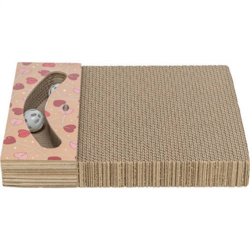 Trixie | Scratching Cardboard Valentine’s Day – háromszög kaparó karton labdákkal  és macskamentával – 38 × 5 × 30 cm