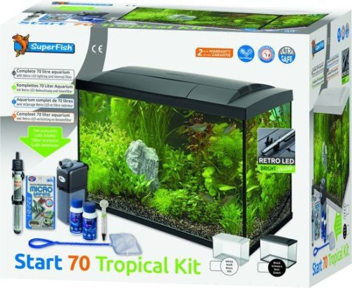 SUPERFISH | START 70 TROPICAL KIT BLACK | Trópusi teljes akváriumi szett, fekete - 63,5x35,6x48 cm
